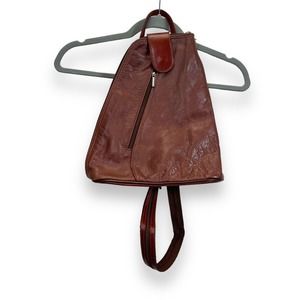 Vintage Soft Leather Slingback Shoulder Backpack